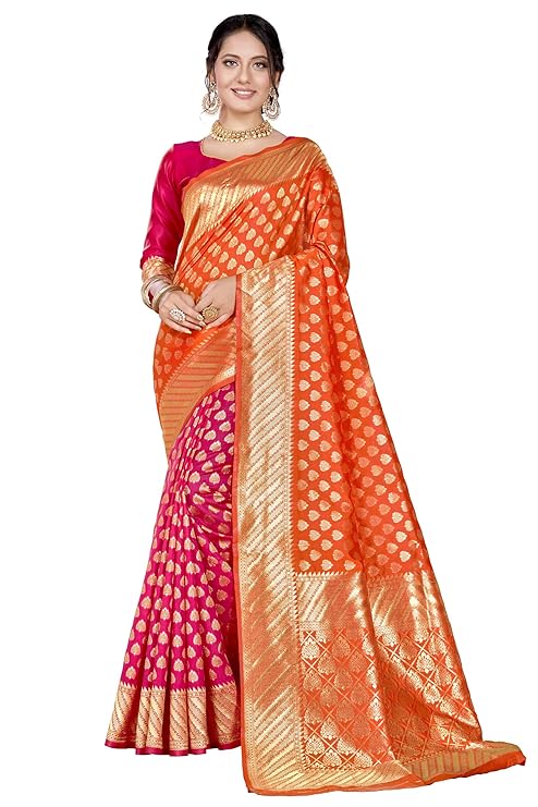 Women's Banarasi Saree (Orange)