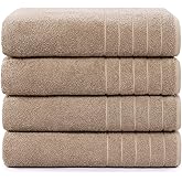 Casa Platino 100% Cotton Bath Towels Set of 4 (30"x60") - Ringspun Cotton Bathroom Towel Sets - Quick Dry, Very Soft & Absorbent Large Shower Towels for Bathroom - Sustainabaly Produced - Tawny Brown