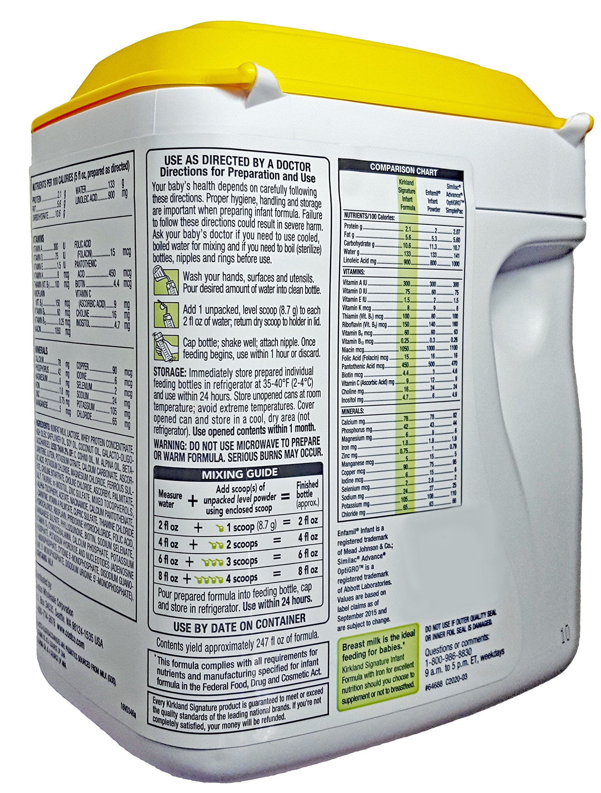 Kirkland Baby Formula with Iron, 2.13 Lb . Plus Free Bonus 1 Pack of 6 Disposable Baby Bibs