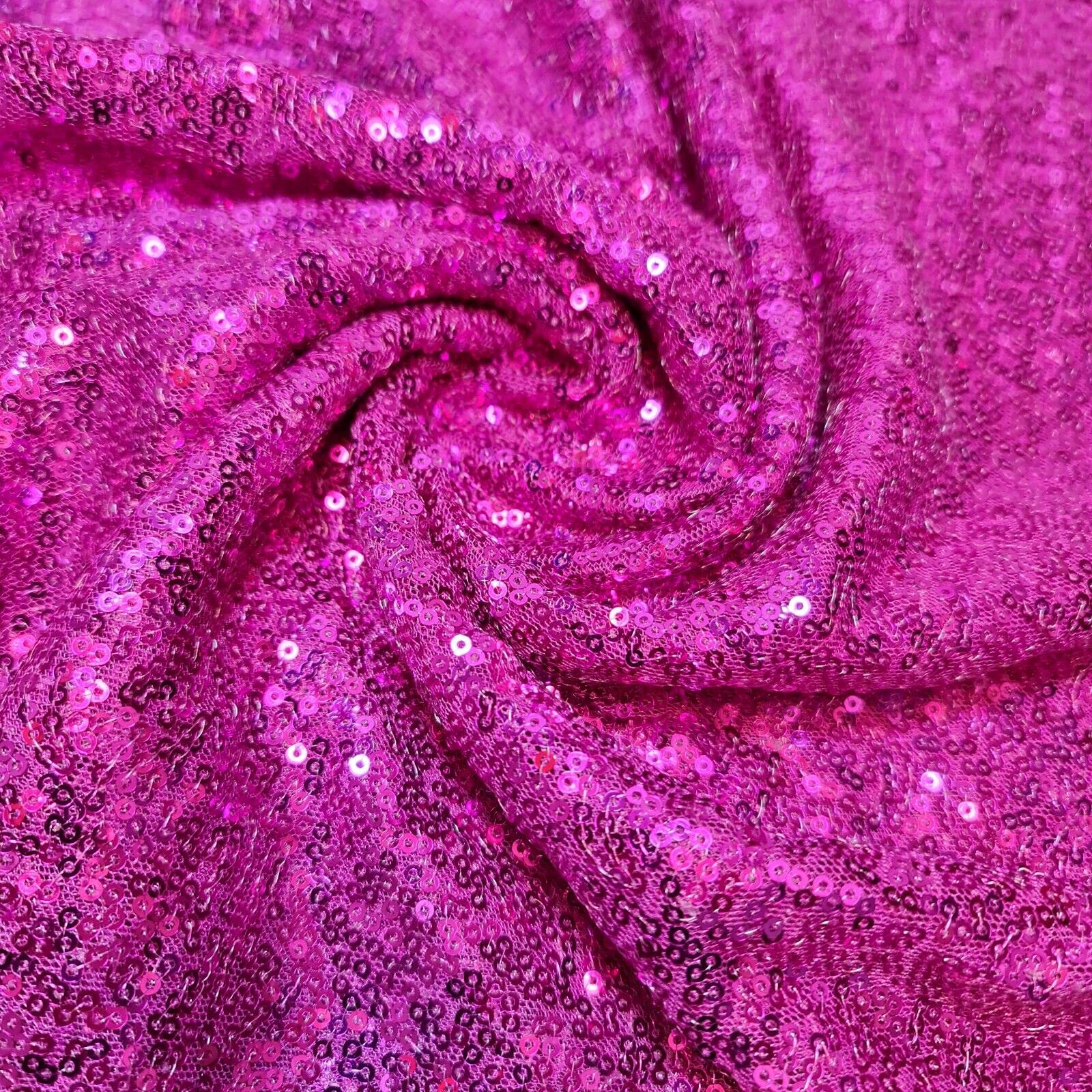 Sparkly Sequin Shiny Bling Decorations Dress Craft Fabric Material 58" Net with - 130cm Wide Sold As 1 Meter Pre - Cut Lengths (Available in 21 Colours) (Magenta Pink)