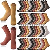 Hicarer 50Pairs Winter Vintage Socks Bulk, Warm Wool Thick Knit Thermal Socks for Women Men Christmas Gifts