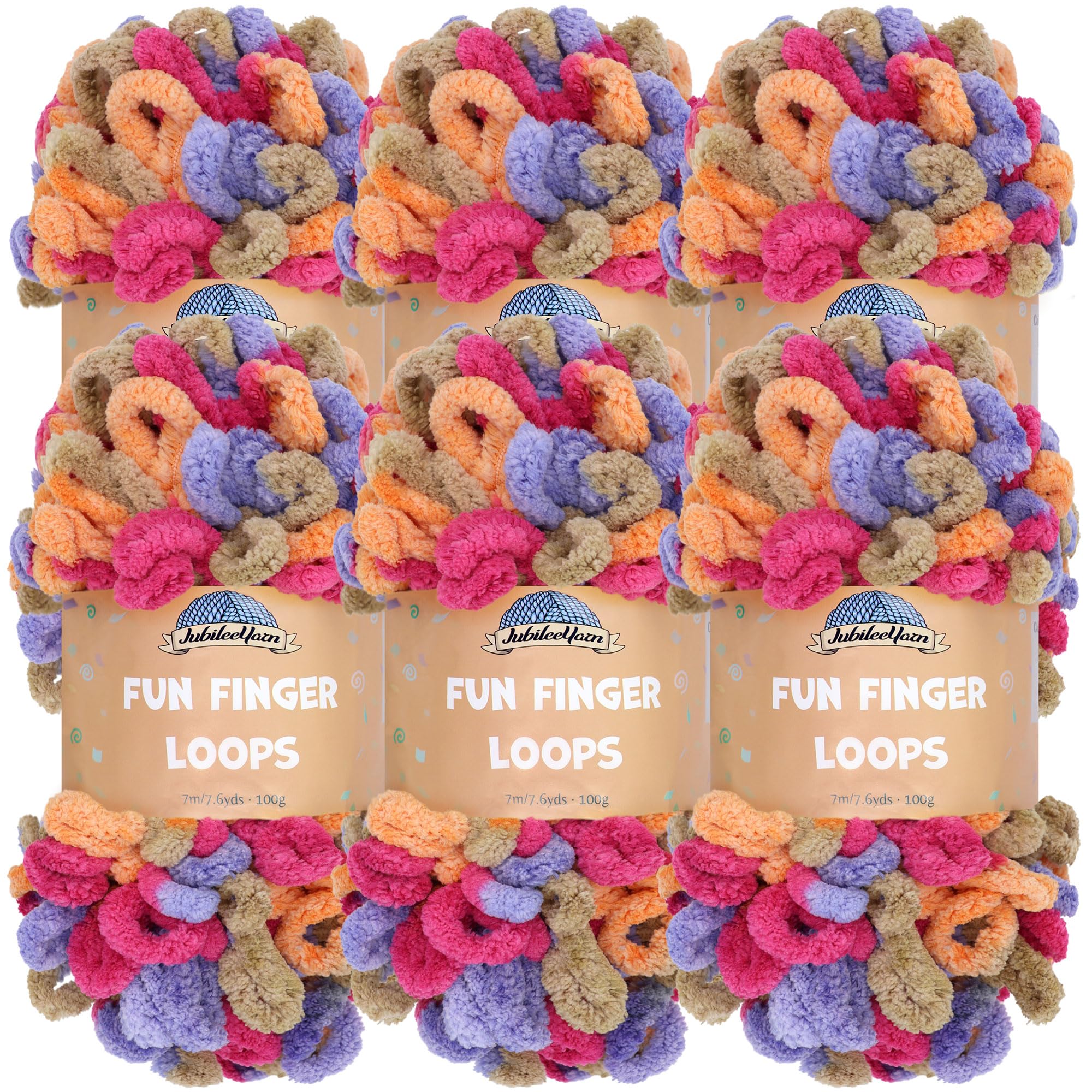 JubileeYarn Fun Finger Loops Yarn - Polyester Jumbo Weight Loop Yarn - 100g/Skein - Hecate - 6 Skeins — image 1