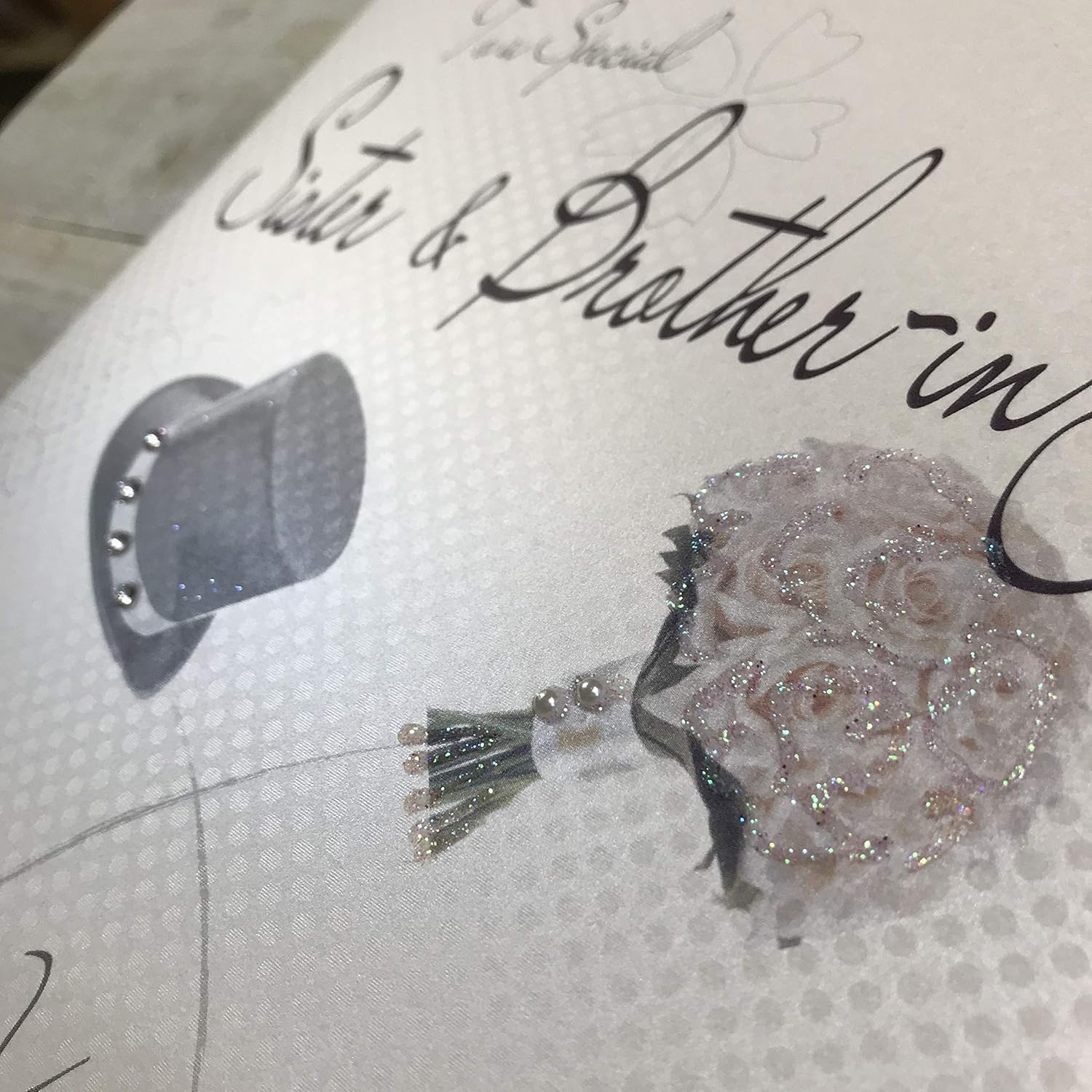 white cotton cards To A Special Sister and Brother-in-Law on Your Wedding Day Handmade Large Wedding Card Hat, XLWB9 - Image 4
