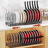 Housolution 2 Pack Pot and Pan Organizer Rack, Expandable Pot Lid Organizer with 14 Adjustable Dividers, Pan Holder Storage R