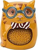 Scrubby & Sponge Holder, Smarty Cat Collection, Hand-painted Earthenware by Boston Warehouse