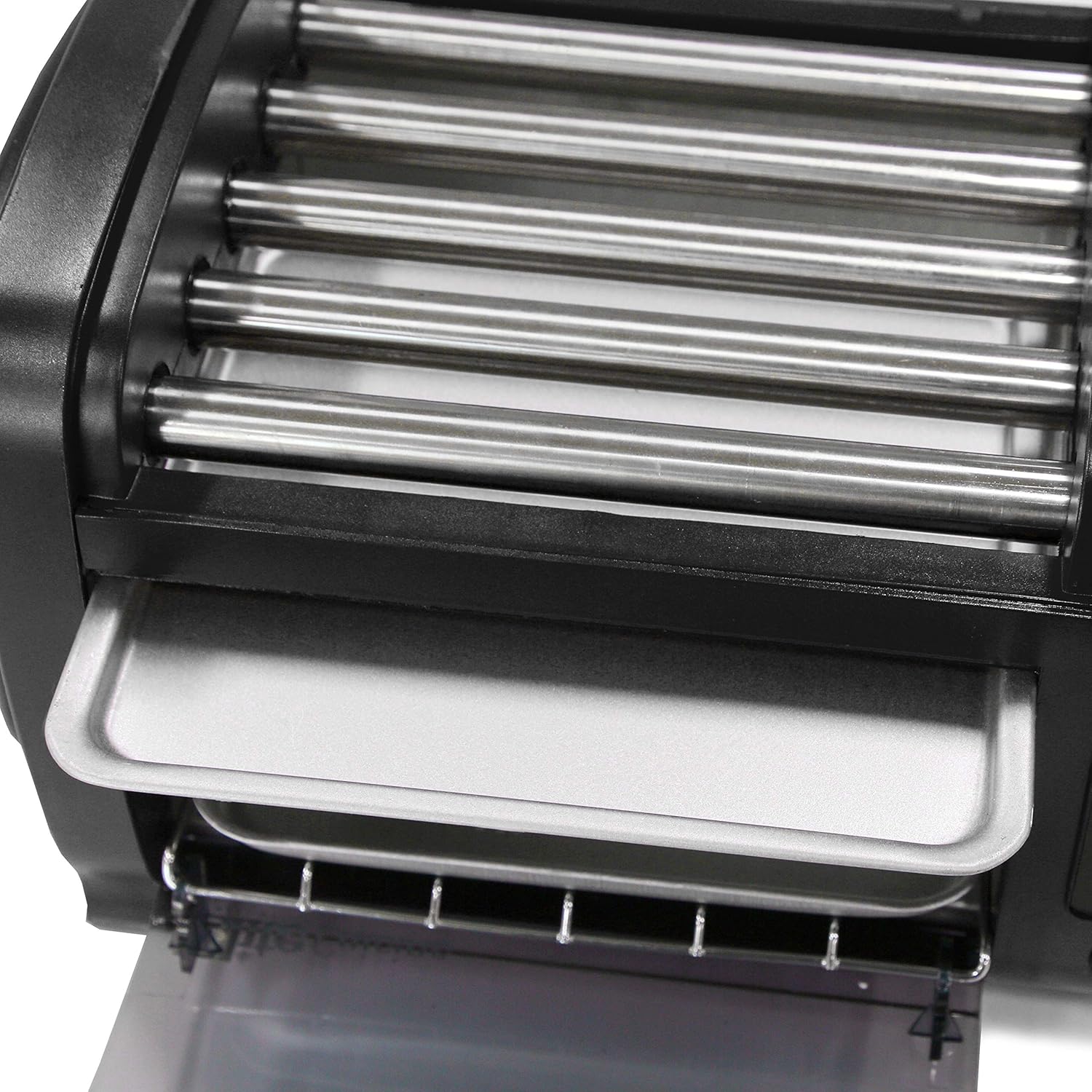 Elite Gourmet EHD-051B Hot Dog Toaster Oven, 30-Min Timer, Stainless Steel Heat Rollers Bake & Crumb Tray, World Series Baseball, 4 Bun Capacity, Black: Kitchen & Dining
