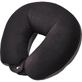 Classic Bean Sleeper, Comfortable TravelPillow Filled with MicroPolybeans | Reversible Design, Neck Pillow for Uninterrupted Sleep, Ideal for Airplane, Bus, Car, and Train, Travel Essentials, Black