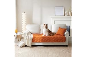 Allisandro Waterproof Pet Couch Protector, Dog Hair Resistant Couch Cover, Washable Slipcover Furniture Protector for Dogs, Leakproof Sofa Cover Protector for Kids, Pets (30x70 Inches,Orange)