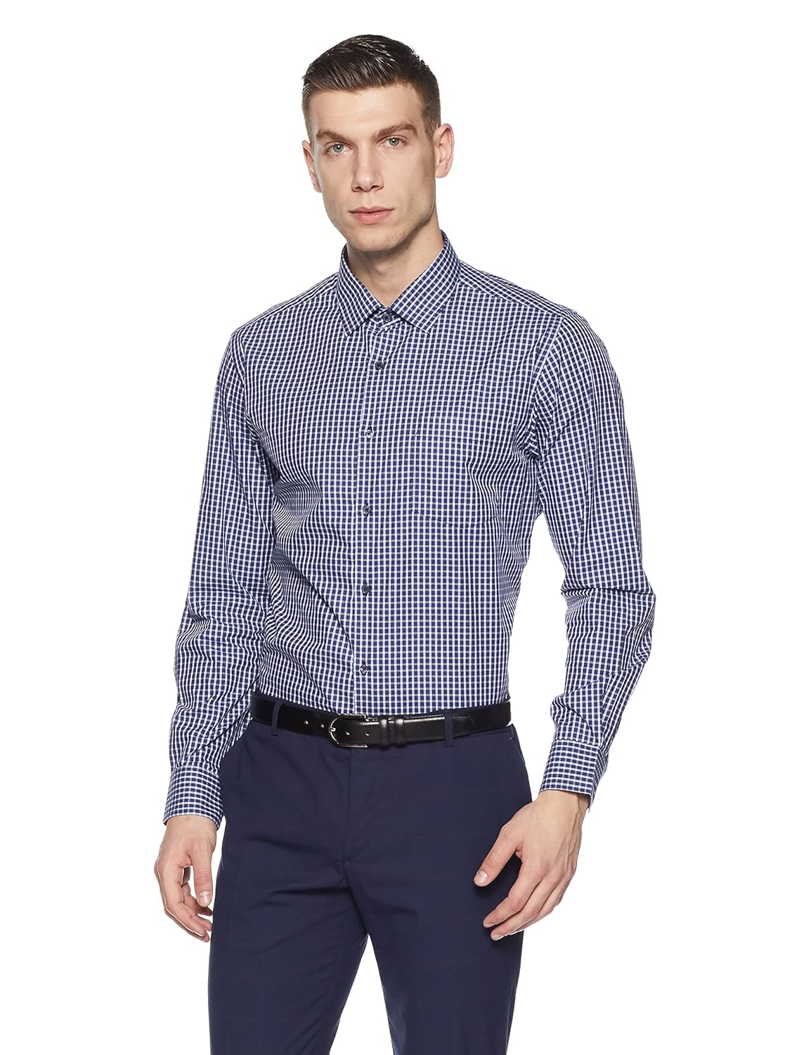 diverse men's checkered regular fit formal shirt