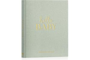 Lanpn Hello Baby First 5 Year Memory Book for Boy Girl - Linen Hardcover Baby Book Keepsake for New Parents - Newborn Baby Journal Scrapbook Photo Album Baby Milestone Book (Sage Green, 154 Pages)