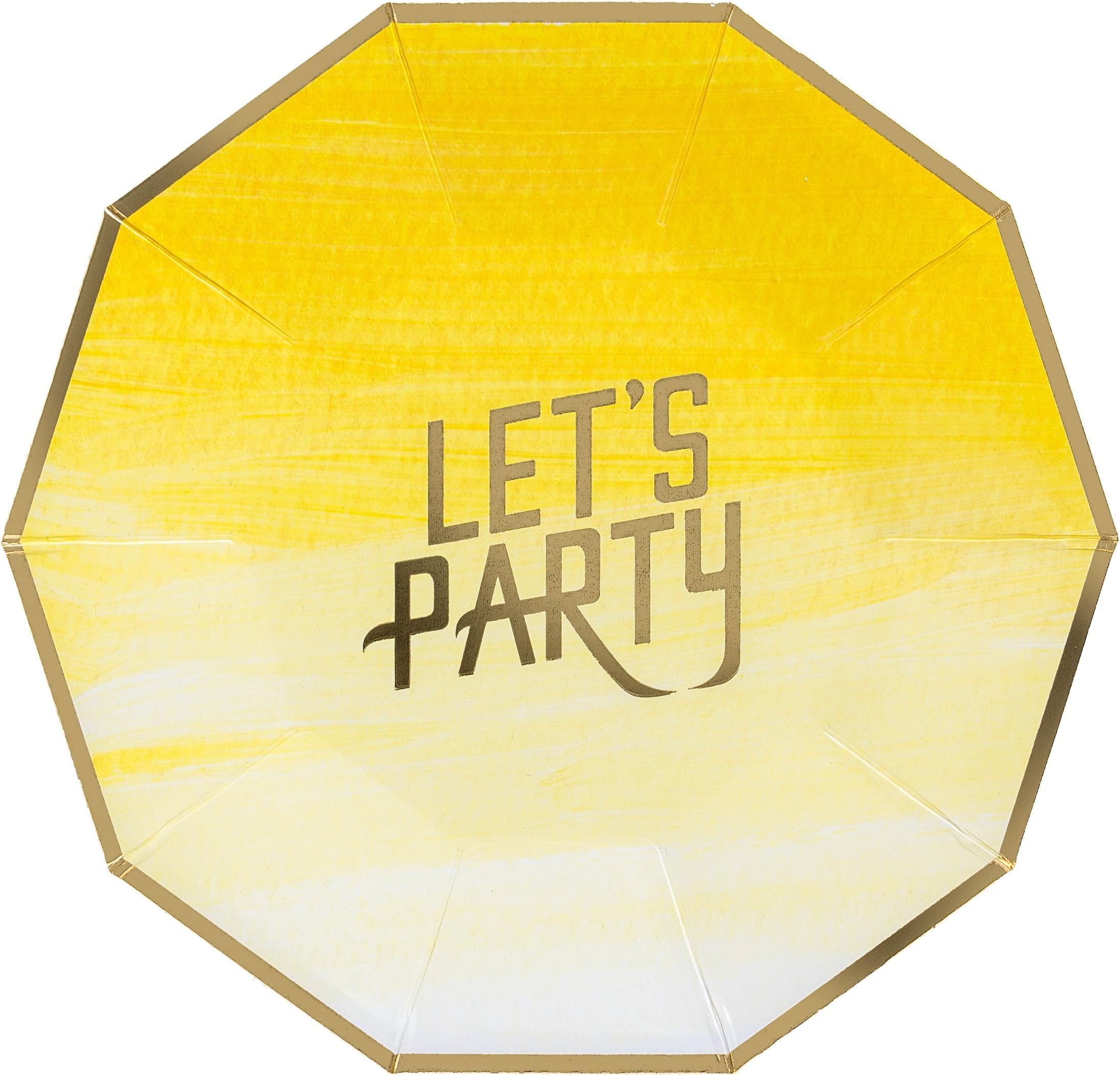 Fire and Creme Let's Party Foiled Paper Plates Gold and Yellow Ombre 7 x 7" - Pack of 8 (Small)