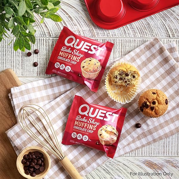 QUEST NUTRITION CHOCOLATE CHIP MUFFIN, 10G PROTEIN, 2G NET CARB, LESS THAN 1G SUGAR, 8 COUNT
