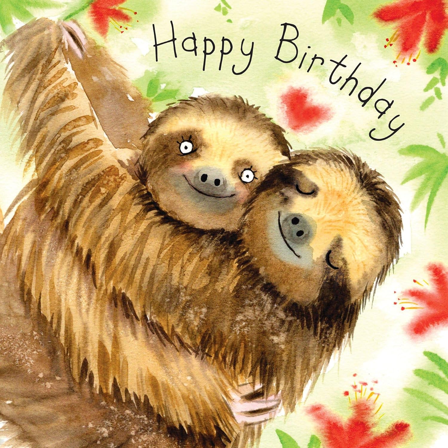 Twizler Happy Birthday Card with Cute Sloths, Cute Birthday Card, Girls Birthday Card, Boys Birthday Card