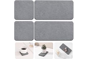 Plentio 4PCS Quick-Drying Soap Tray for Bathroom Counter, Diatomaceous Earth Stone Drying Tray with Fast Absorption, Multi-Purpose Water Absorbing Stone for Kitchen & Bathroom, Dark Gray