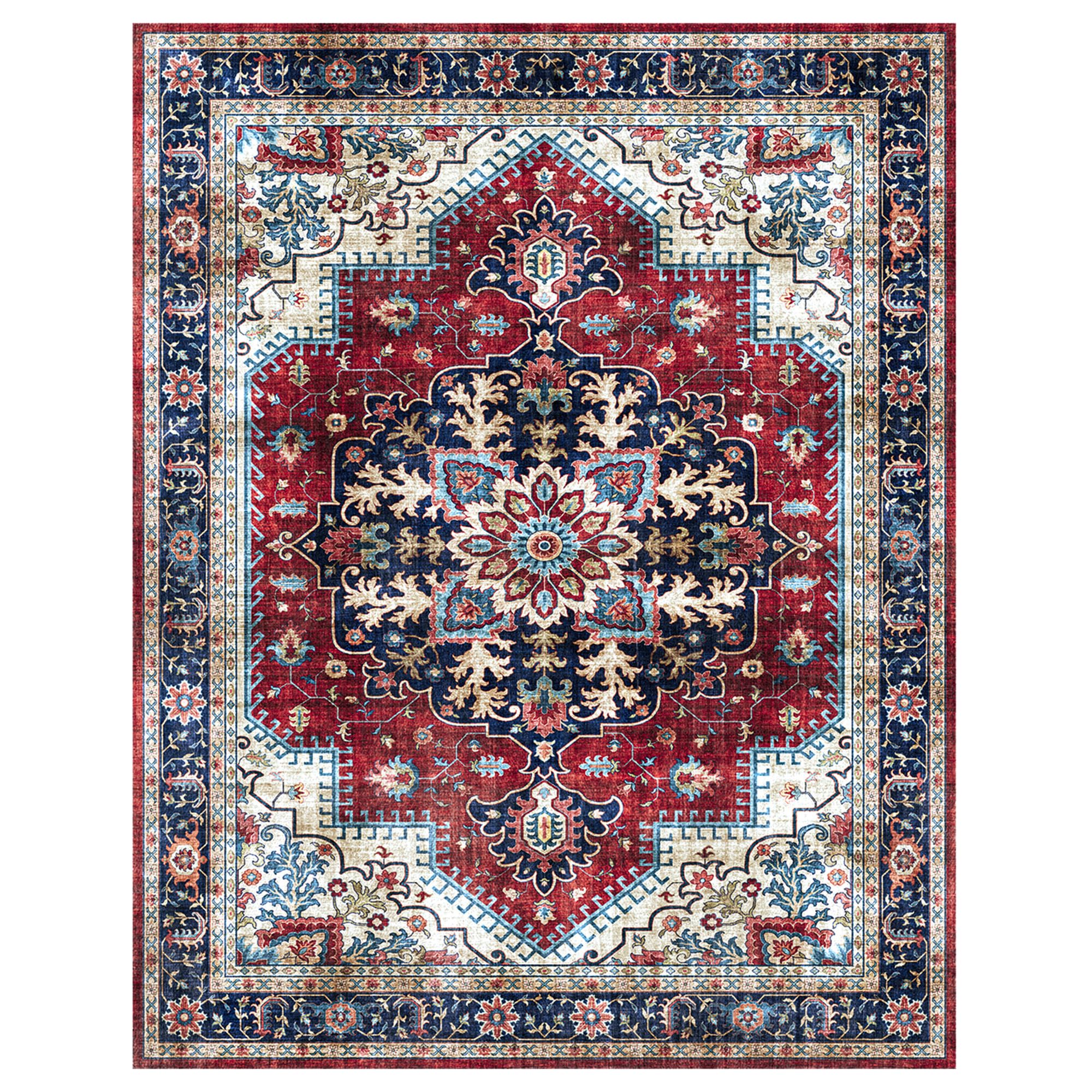 Gertmenian Indoor Easy-Care & Washable Area Rug – 6x9 Medium, Ideal for High Traffic Areas in Living Room, Bedroom, Entryway – Erin Red, 23268 Image