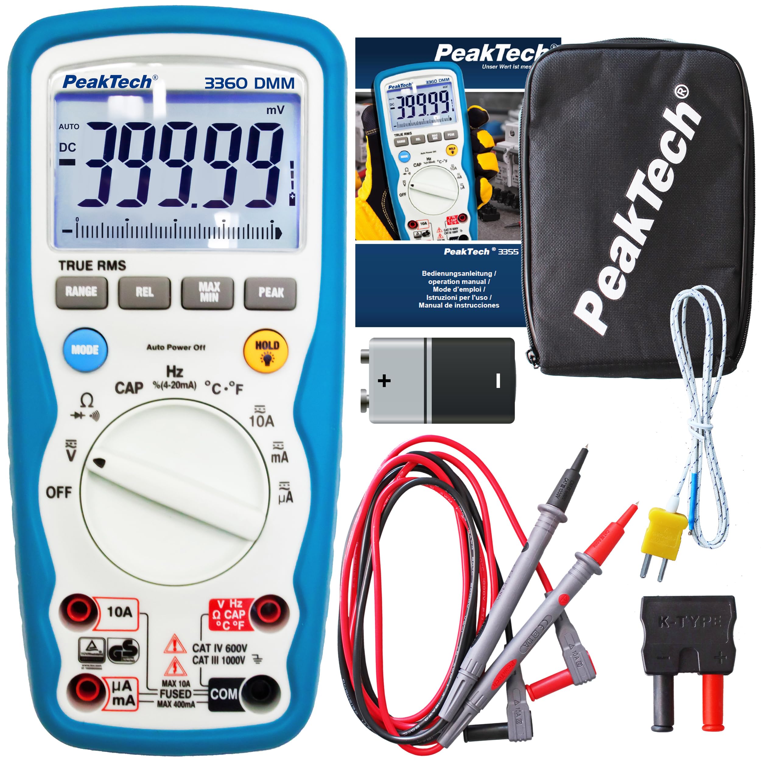 PeakTech 3360 Professional Digital Multimeter with True RMS & Bar Graph 4 3/4 digit
