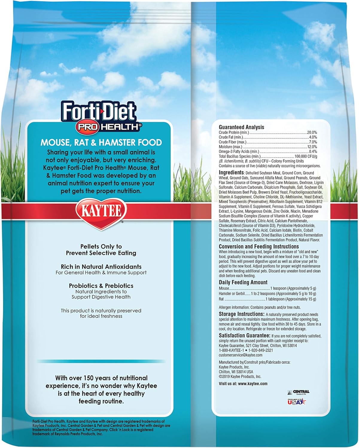 Kaytee Forti Diet Pro Health Small Animal Food For Mice And Rats, 5-Pound : Pet Food : Pet Supplies