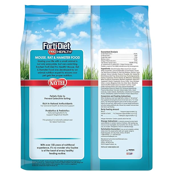 KAYTEE FORTI-DIET PRO HEALTH PET MOUSE, RAT, AND HAMSTER FOOD, 5 POUND