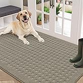 BEQHAUSE Dirt Trapper Door Mat 36" x 60", Waffle Door Mats Indoor Entrance, Dog Doormats for Mud Paws Absorbent and Dirt Resist Floor Mats Non-Slip Washable Rugs for Entryway Welcome Mat, Beige