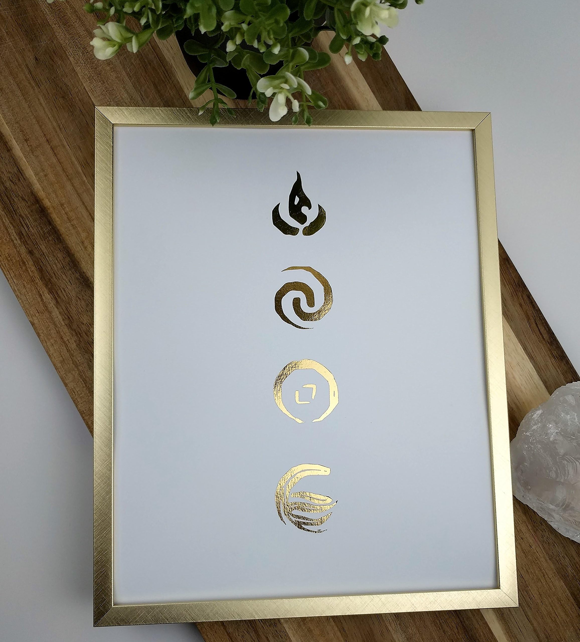 Avatar Inspired Element Symbols Gold Poster- Metallic Foil Wall Accent