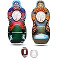 ImpiriLux Inflatable 5 Foot Tall Double Sided Football & Baseball Toss Target | Plush Mini Football and Baseball Included | S