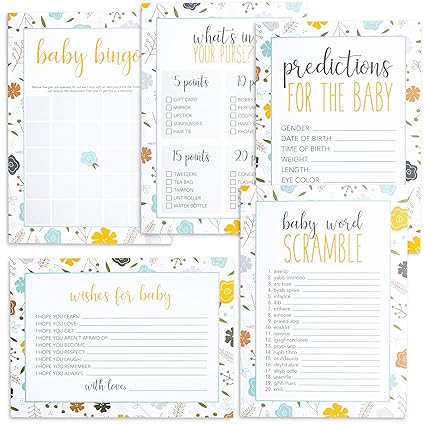 Juego De 5 Paquetes De Tarjetas De Juegos Para Baby Shower Para