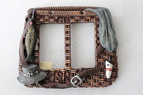 Fishing Light Switch Plate Outlet Covers Lodge Cabin Decor Woven