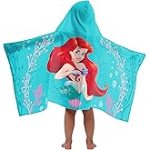 Jay Franco Kids Hooded Towel – 22" x 51" Super Soft Bath Wrap with 3D Hood, Beach, Pool & Travel, Official Licensed Product, Teal - Little Mermaid