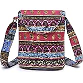 OPQRSTU Women's Retro Small Size Canvas Shoulder Bag Hippie Boho Crossbody Handbag