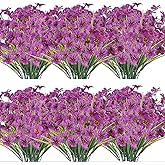 JEMONG 20 Bundles Artificial Flowers Outdoor UV Resistant Fake Flowers No Fade Faux Plastic Plants Garden Porch Window Box Decorating(Purple)…