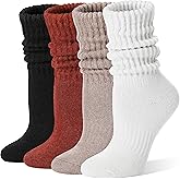 EBMORE Merino Wool Slouch Boot Socks Thermal Warm Winter Thick Scrunch Cozy Crew Socks for Women 4 Pairs