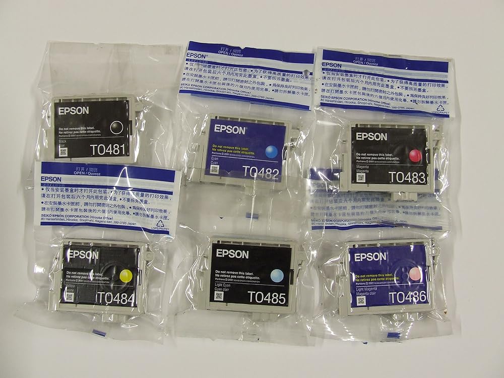 Epson T0487 6 Pack Ink Cartridges Cyan Magenta Yellow Black Light Magenta Light