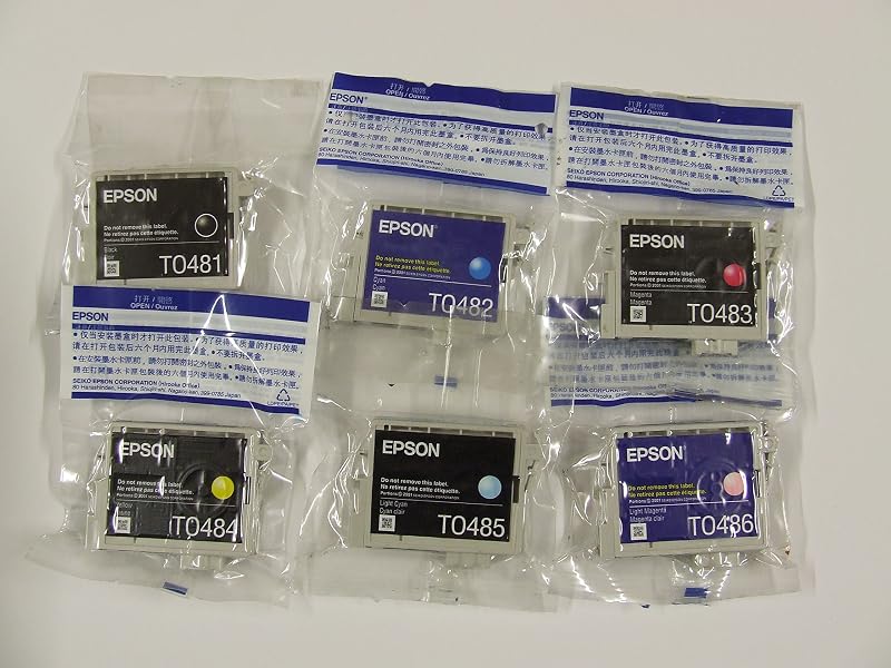 Epson T0487 6 Pack Ink Cartridges Cyan Magenta Yellow Black Light Magenta Light