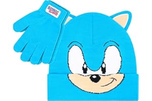ACCESSORY SUPPLY Sonic The Hedgehog Winter Hat and Gloves Set – Blue Sonic Hat for Boys Ages 5-13 – Winter Hat with Scarf and Glove Set