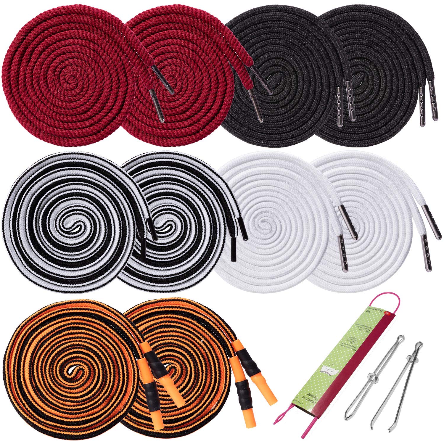 10pcs Replacement Drawstrings for Sweatpants Shorts Hoodies with 3pcs Drawstring Threader（51.2in Length）