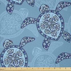 Ambesonne Turtle Fabric by The Yard, Aquatic