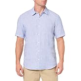 Theory Men's Theory Men's Irving Short Sleeve Button Down Woven in Relaxed Linen Stripe