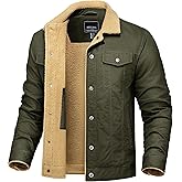 TACVASEN Mens Winter Jacket Thick Thermal Sherpa Jacket Warm Lapel Fleece Lined Coats Trucker Work Cargo Multi Pockets