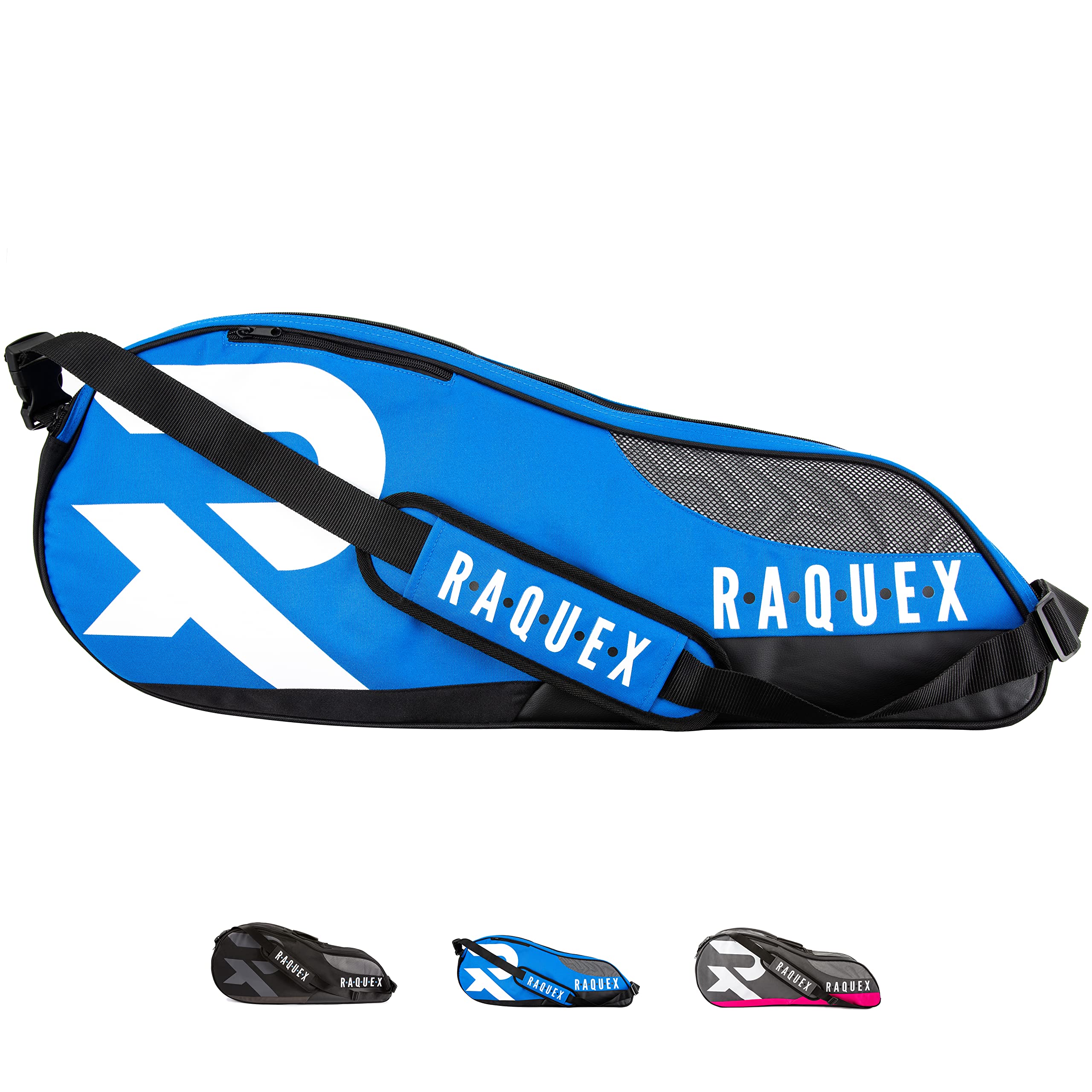 Raquex Tennis Bag - 6 Racket Bag for Tennis, Badminton & Squash Racquets. Blue, Black or Magenta. Holds up to 6 Racquets + Accessories + Trainers
