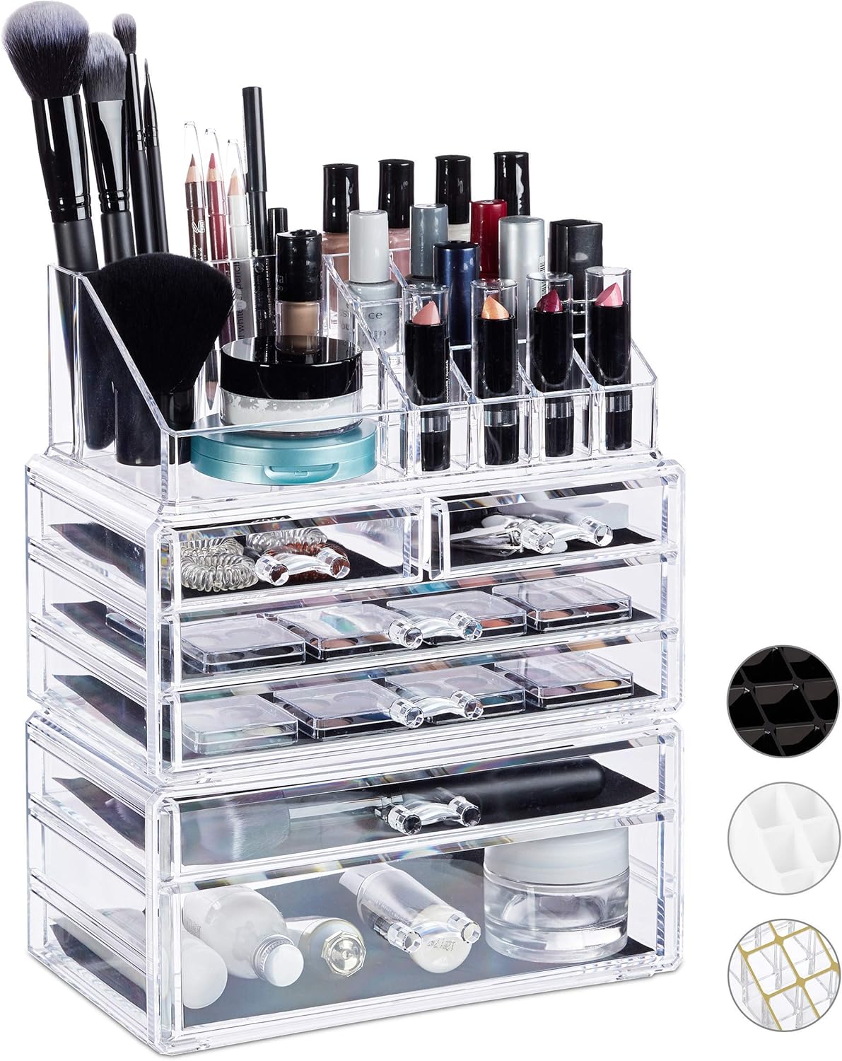 Relaxdays 10024643_50 Organiseur de Cosmétiques 6 Tiroirs 22 Casiers