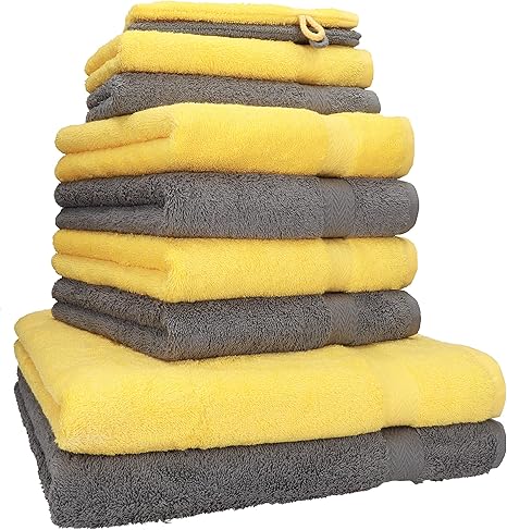 Betz Lot De 10 Serviettes Set De 2 Serviettes De Bain 4 Serviettes De Toilette 2 Serviettes Dinvité Et 2 Gants De Toilette 100 Coton Premium Couleur
