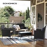 SONGMICS Garden Furniture Set Polyrattan Outdoor Patio PE Wicker Black Taupe view 3
