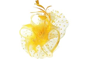 Myjoyday Women's Fascinators, Feathers Tea Party Hat, Veil Headband with Hair Clip for Cocktail Church