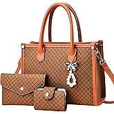 Tigpoy 3pcs Purses and Handbags Set for Women, Top-Handle Tote, Satchel Shoulder Bag & Matching Wallet and Card Purse
