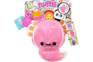 Fluffie Stuffiez Axolotl Small Collectible Feature Plush - Surprise Reveal Unboxing with Huggable ASMR Fidget DIY Fur Pulling, Ultra Soft Fluff