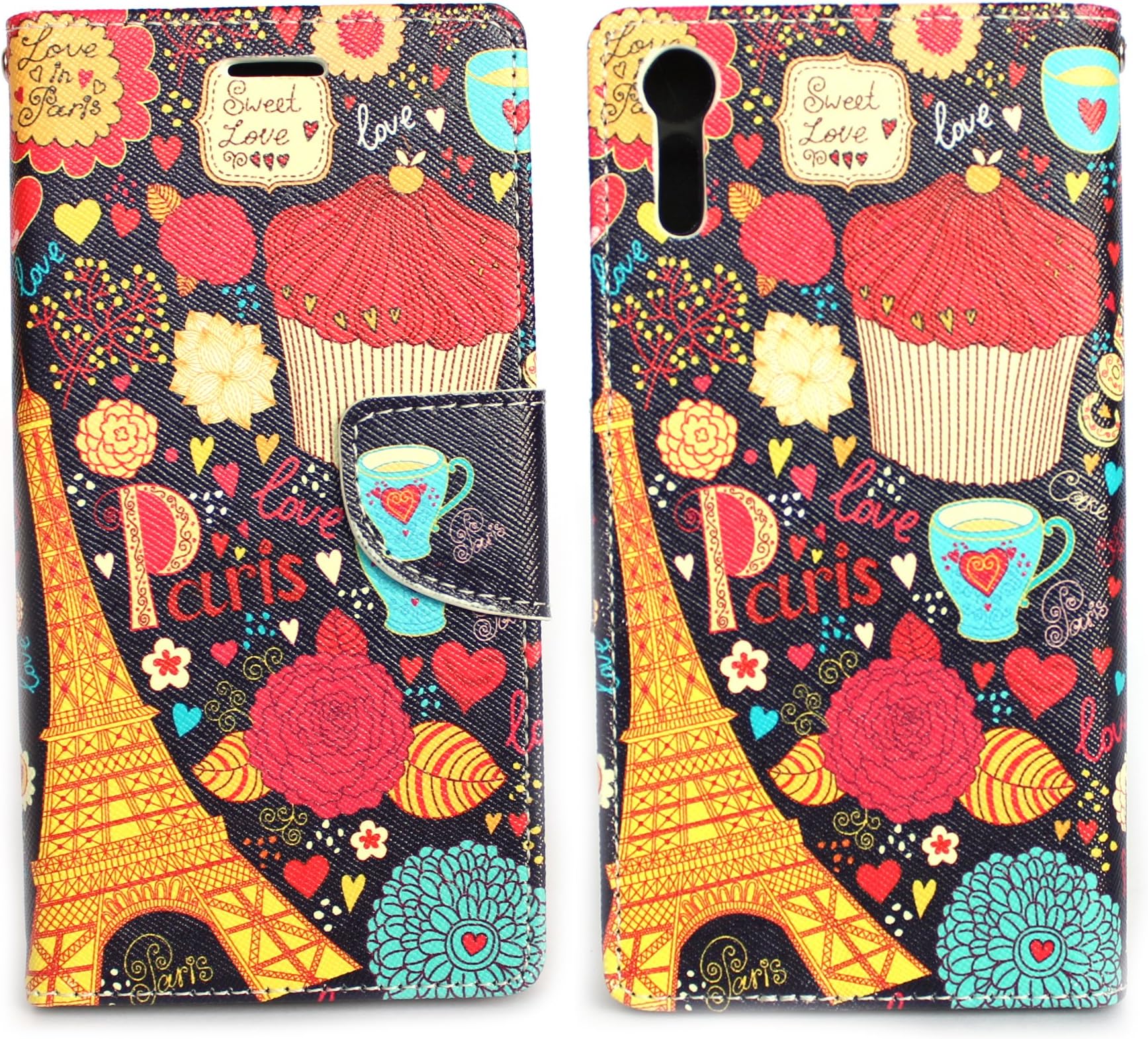 Sharp Icon Fancy Printed Designer Leather Flip Wallet Back Cover Case for Sony Xperia XZS