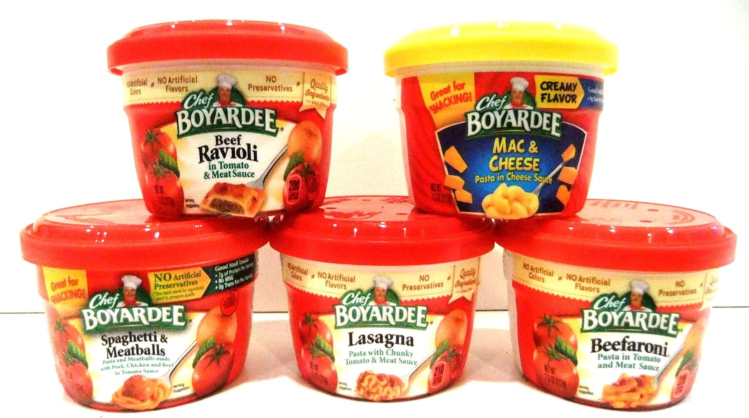 Amazon Com Chef Boyardee Microwavable Bowls Ultimate Variety 10 Pack 2 Of Each Flavor Beef Ravioli Mac Cheese Spaghetti Meatballs Lasagna Beefaroni Free Set Of Heavy Duty Plastic Utensils