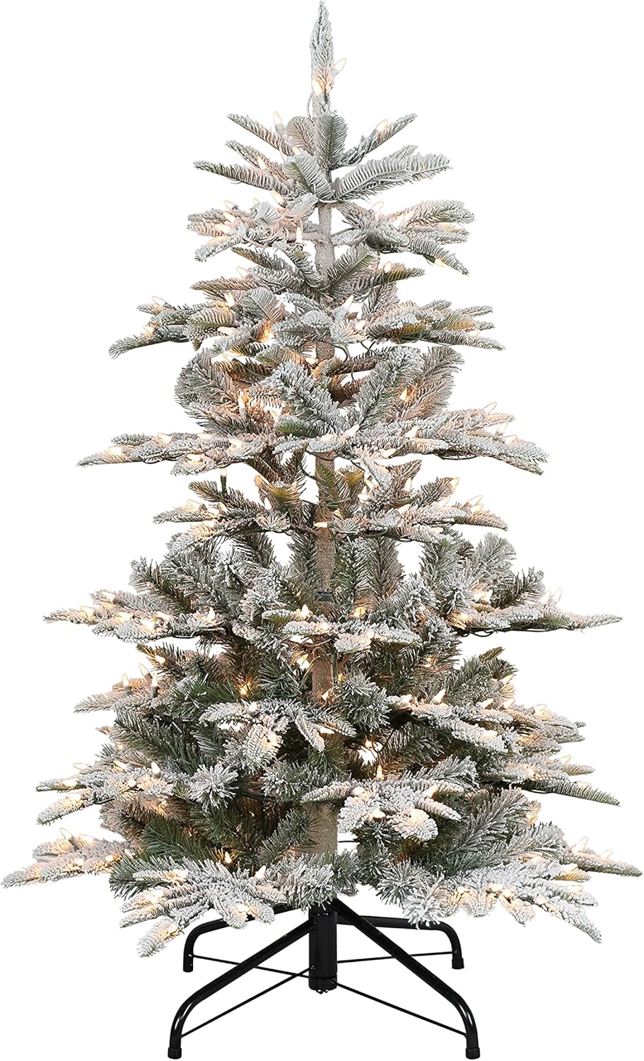 Trees - Puleo International 4.5 Foot Pre-Lit Flocked Aspen Fir Artificial Christmas Tree with 250 UL-Listed Clear Lights