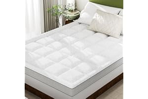 Qocismile King Size Mattress Pad,Pillow Top Mattress Pad–Soft Breathable Air Quilted Bed Pad,Fiber Fill Mattress Cover Noisel