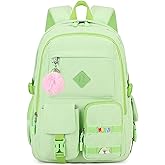 BLUWEI Girls Laptop Backpack Corduroy Bookbag For Teen Big Studen School Bag Durable Travel Daypack (5green)